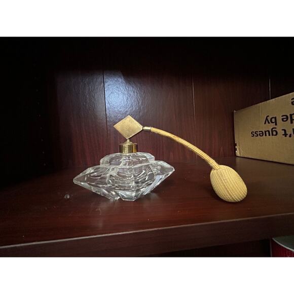 Vintage Frosted Glass Atomizer Perfume Bottle with brass sprayer Decor only - Picture 1 of 8